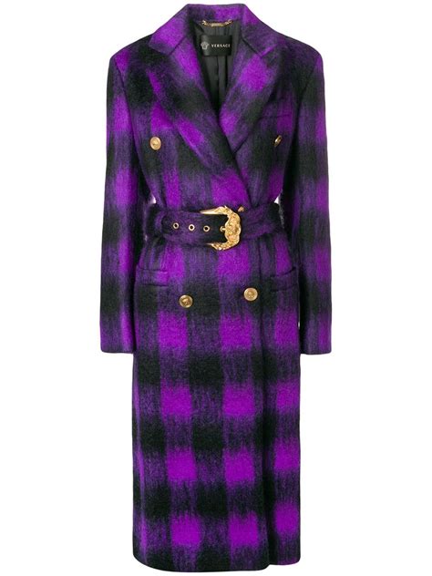 versace double breasted fur coat violet|versace coats for women.